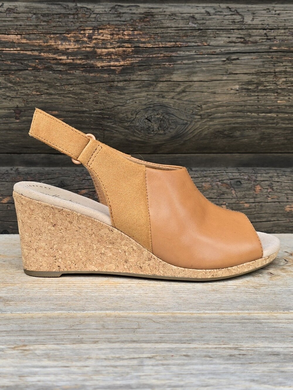 Clarks Lafley Jess Modern Boho Minimalist Cork Wedge Comfort Sandal 7.5M